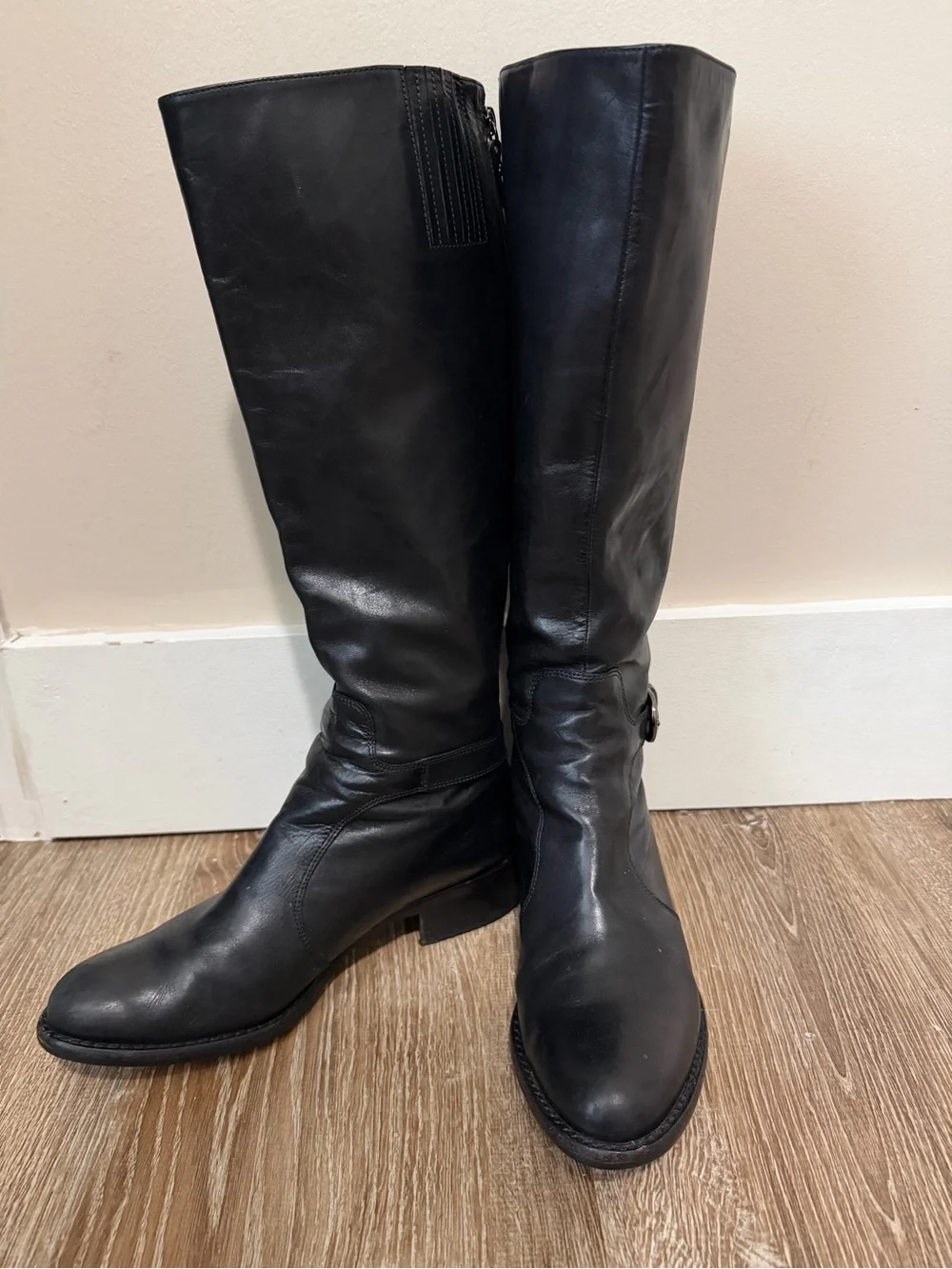 Via Spiga Black Leather Knee-High Women's Boots